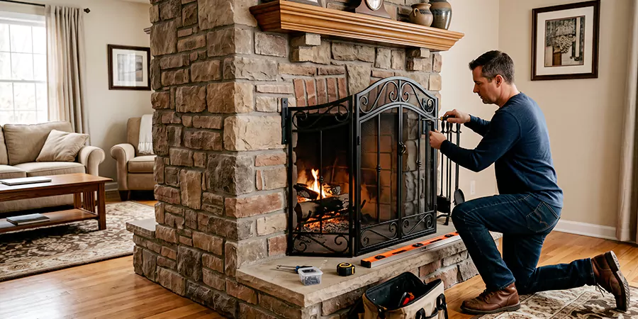 Custom and Decorative Fireplace Screen Installation Cedar Park