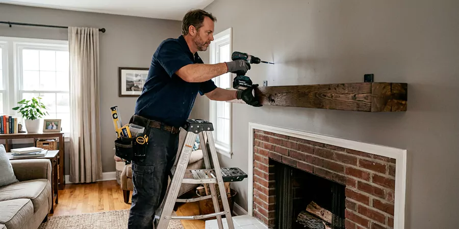 Floating Shelf Mantel Installation Cedar Park